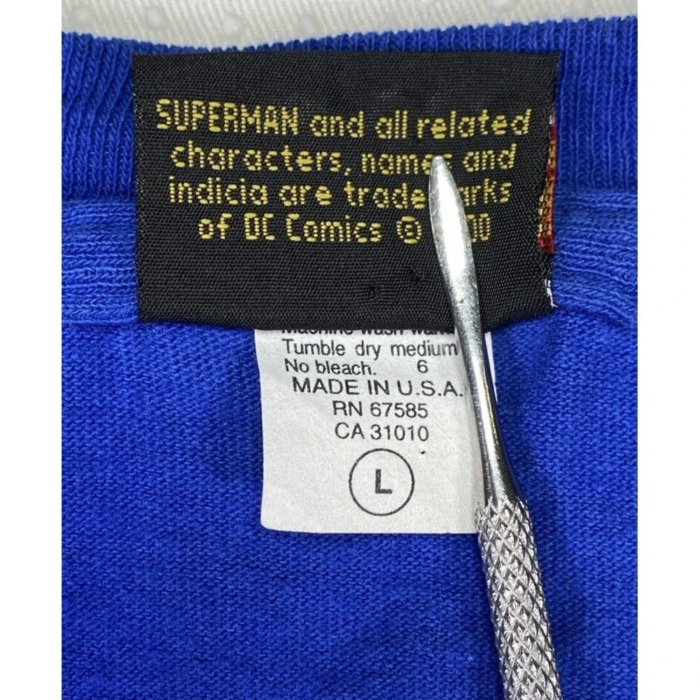 Superman Logo‎ T-Shirt Men's Large Vintage 2000 Single Stitch Warner Bros